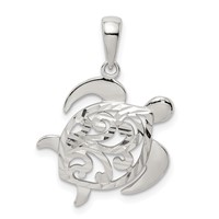 Sterling Silver Diamond-cut Turtle Pendant view 1