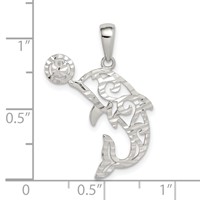 Sterling Silver Diamond-cut Dolphin Pendant with Ball view 4
