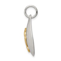 Sterling Silver Gold-Tone CZ Seahorse Brushed Pendant view 2