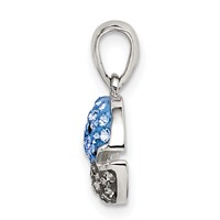 Sterling Silver Rhodium-plated Blue and Grey Preciosa Crystal Whale Pendant view 2