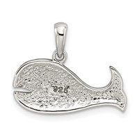 Sterling Silver Rhodium-plated Blue and Grey Preciosa Crystal Whale Pendant view 3