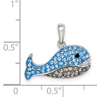 Sterling Silver Rhodium-plated Blue and Grey Preciosa Crystal Whale Pendant view 4