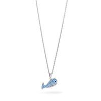 Sterling Silver Rhodium-plated Blue and Grey Preciosa Crystal Whale Pendant view 5