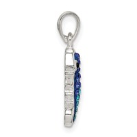 Sterling Silver Blue Aqua Preciosa Crystal Seahorse Pendant view 2