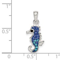 Sterling Silver Blue Aqua Preciosa Crystal Seahorse Pendant view 4