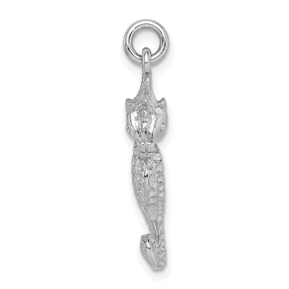 Sterling Silver Rhodium-plated Seahorse Charm (QC9591)
