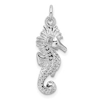 Sterling Silver Rhodium-plated Seahorse Charm view 3