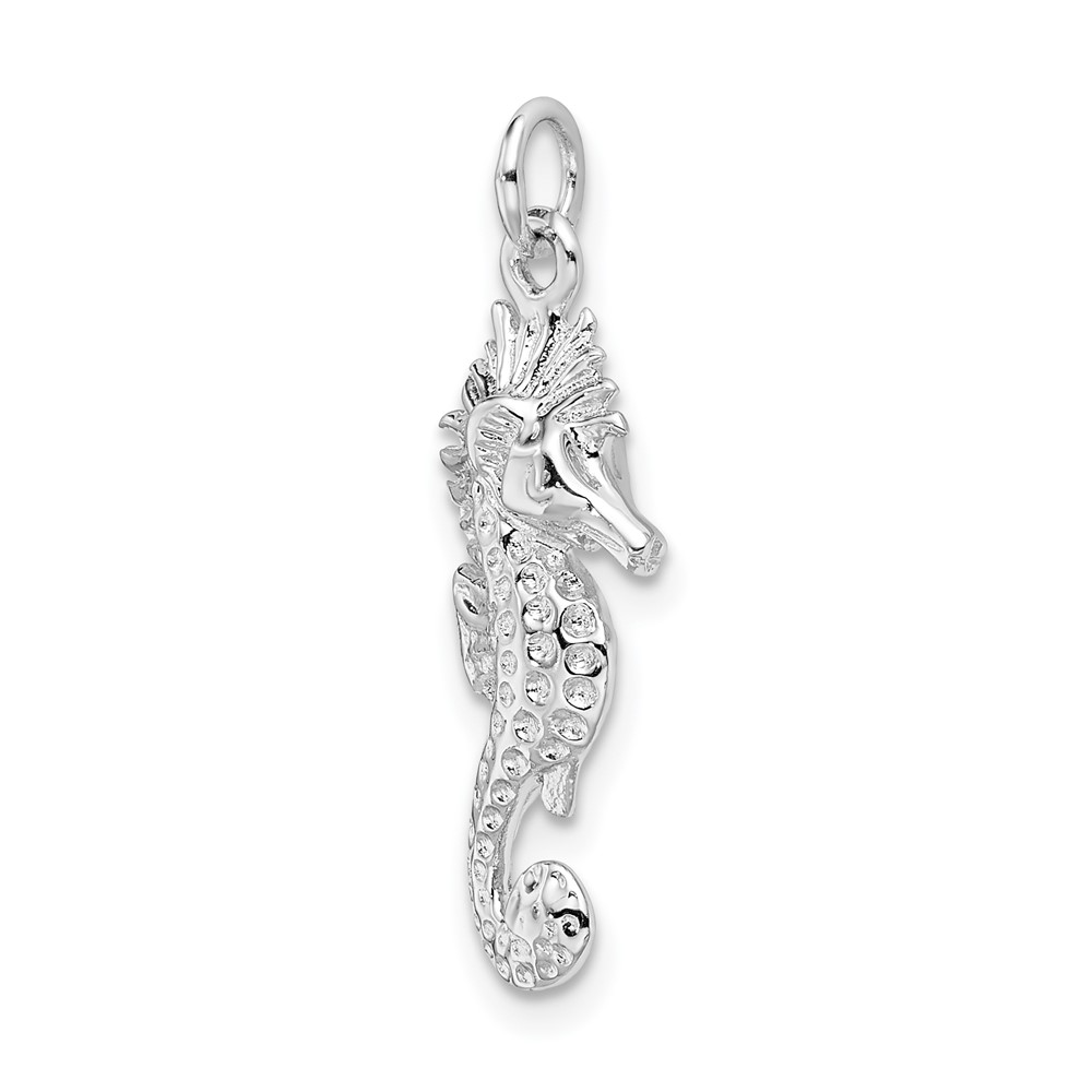 Sterling Silver Rhodium-plated Seahorse Charm (QC9591)