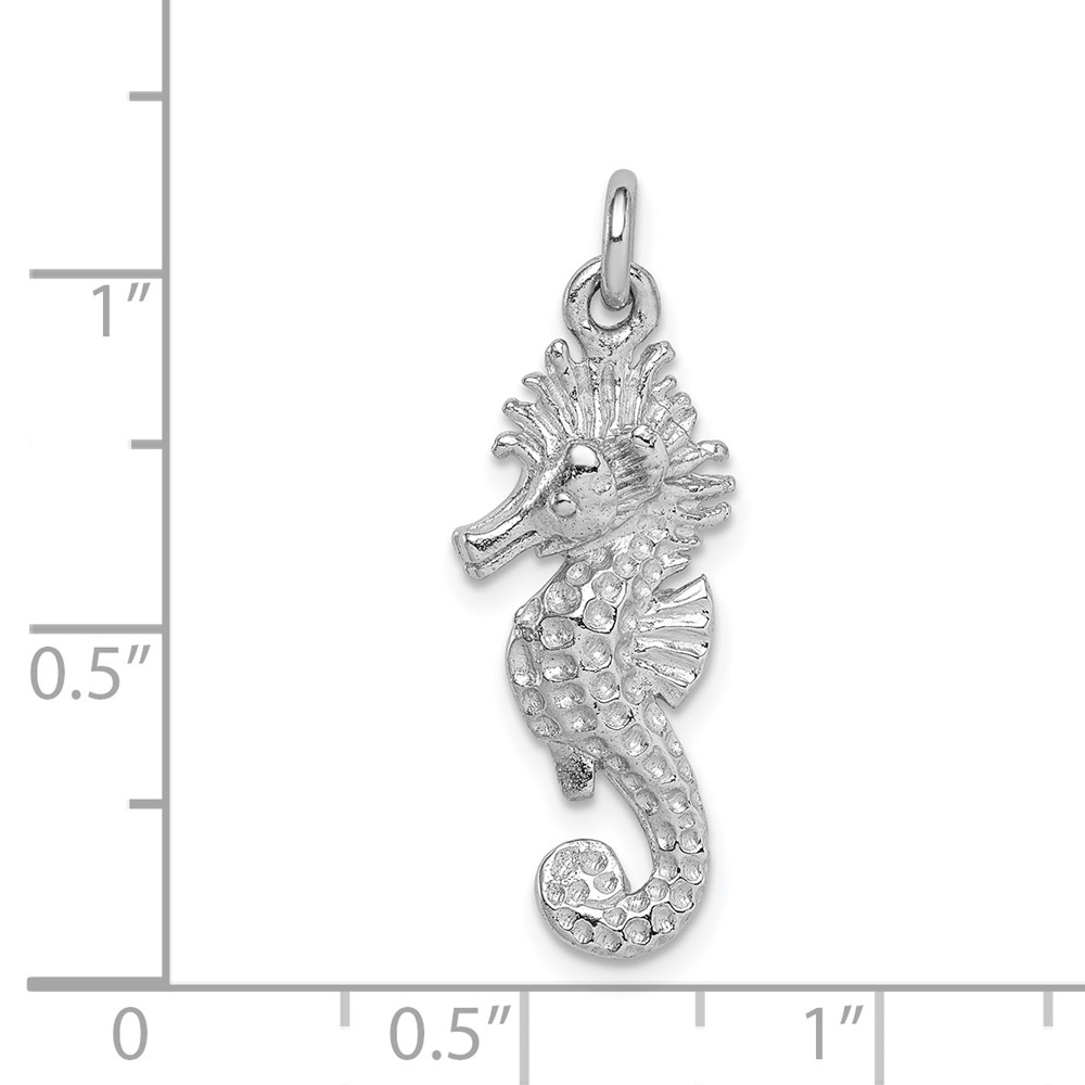 Sterling Silver Rhodium-plated Seahorse Charm (QC9591)
