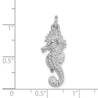 Sterling Silver Rhodium-plated Seahorse Charm view 4