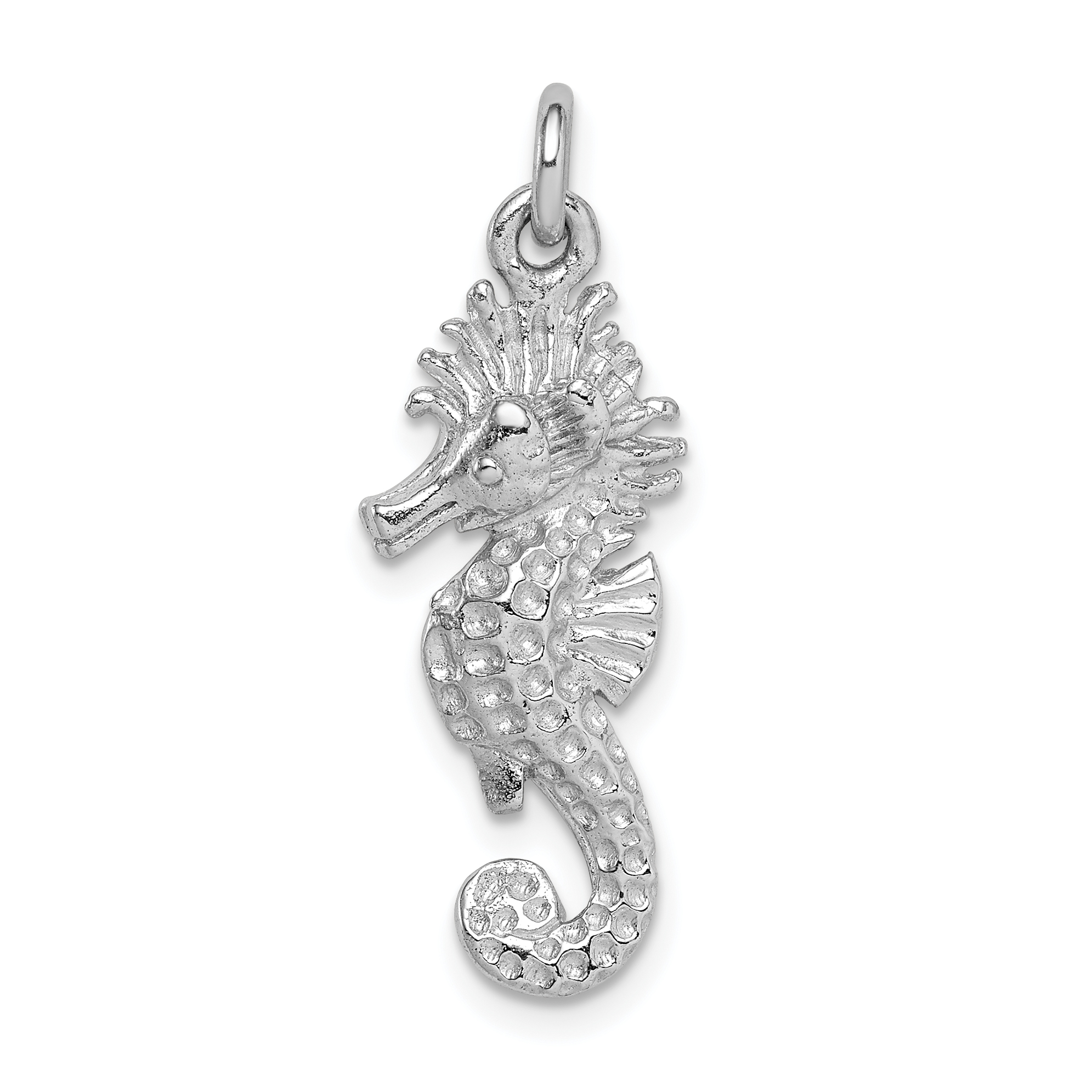 Sterling Silver Rhodium-plated Seahorse Charm (QC9591)