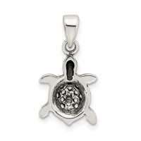 Sterling Silver Antiqued Turtle Pendant view 3