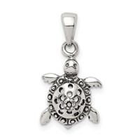 Sterling Silver Antiqued Turtle Pendant view 1