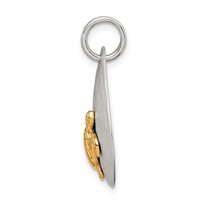 Sterling Silver Gold-plated Turtle Brushed Pendant view 2