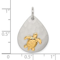 Sterling Silver Gold-plated Turtle Brushed Pendant view 4
