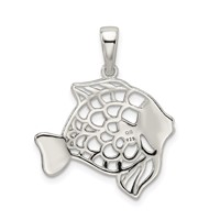 Sterling Silver Diamond-cut Fish Pendant view 3