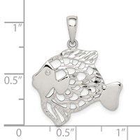 Sterling Silver Diamond-cut Fish Pendant view 4