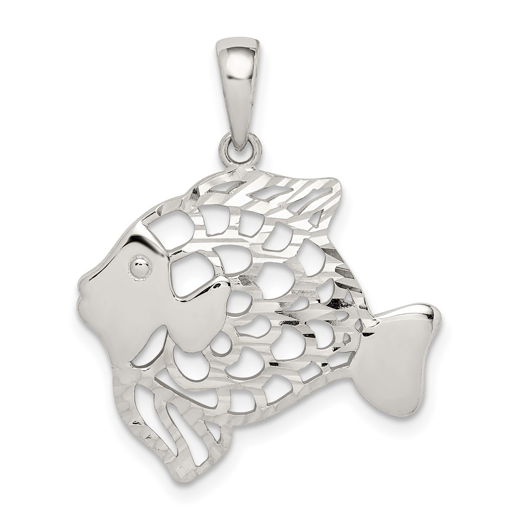 Sterling Silver Diamond-cut Fish Pendant