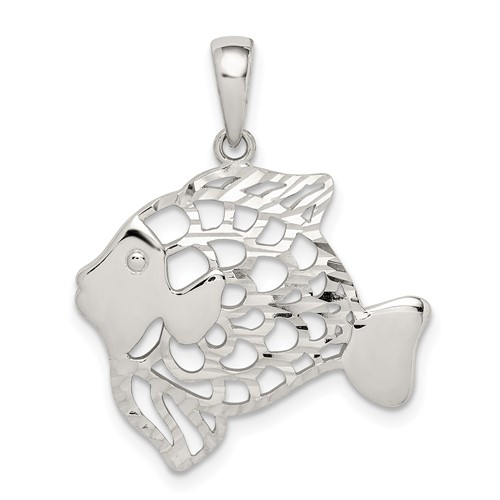 Sterling Silver Diamond-cut Fish Pendant