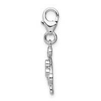 Sterling Silver Rhodium-plated CZ Crab Charm with Lobster Clasp view 2