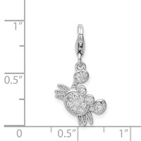 Sterling Silver Rhodium-plated CZ Crab Charm with Lobster Clasp view 4