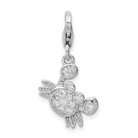 Sterling Silver Rhodium-plated CZ Crab Charm with Lobster Clasp view 1