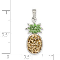 Sterling Silver RH-pltd Yellow Green Preciosa Crystal Pineapple Pendant view 4