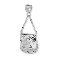 Sterling Silver Rhodium-plated CZ Handbag Pendant view 5
