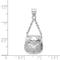 Sterling Silver Rhodium-plated CZ Handbag Pendant view 4