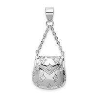 Sterling Silver Rhodium-plated CZ Handbag Pendant view 1