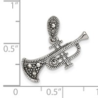 Sterling Silver Antiqued Marcasite Trumpet Pendant view 4