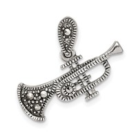 Sterling Silver Antiqued Marcasite Trumpet Pendant view 1