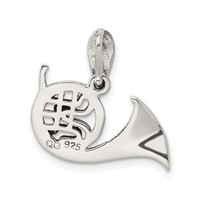 Sterling Silver Antiqued Marcasite French Horn Pendant view 3