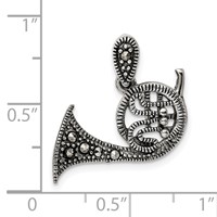 Sterling Silver Antiqued Marcasite French Horn Pendant view 4