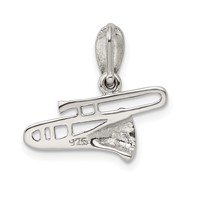 Sterling Silver Antiqued Marcasite & Black Epoxy Trombone Pendant view 3