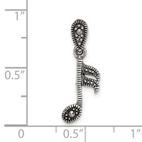 Sterling Silver Antiqued Marcasite Music Note Pendant view 4