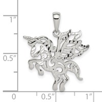 Sterling Silver Diamond-cut Pegasus Pendant view 4