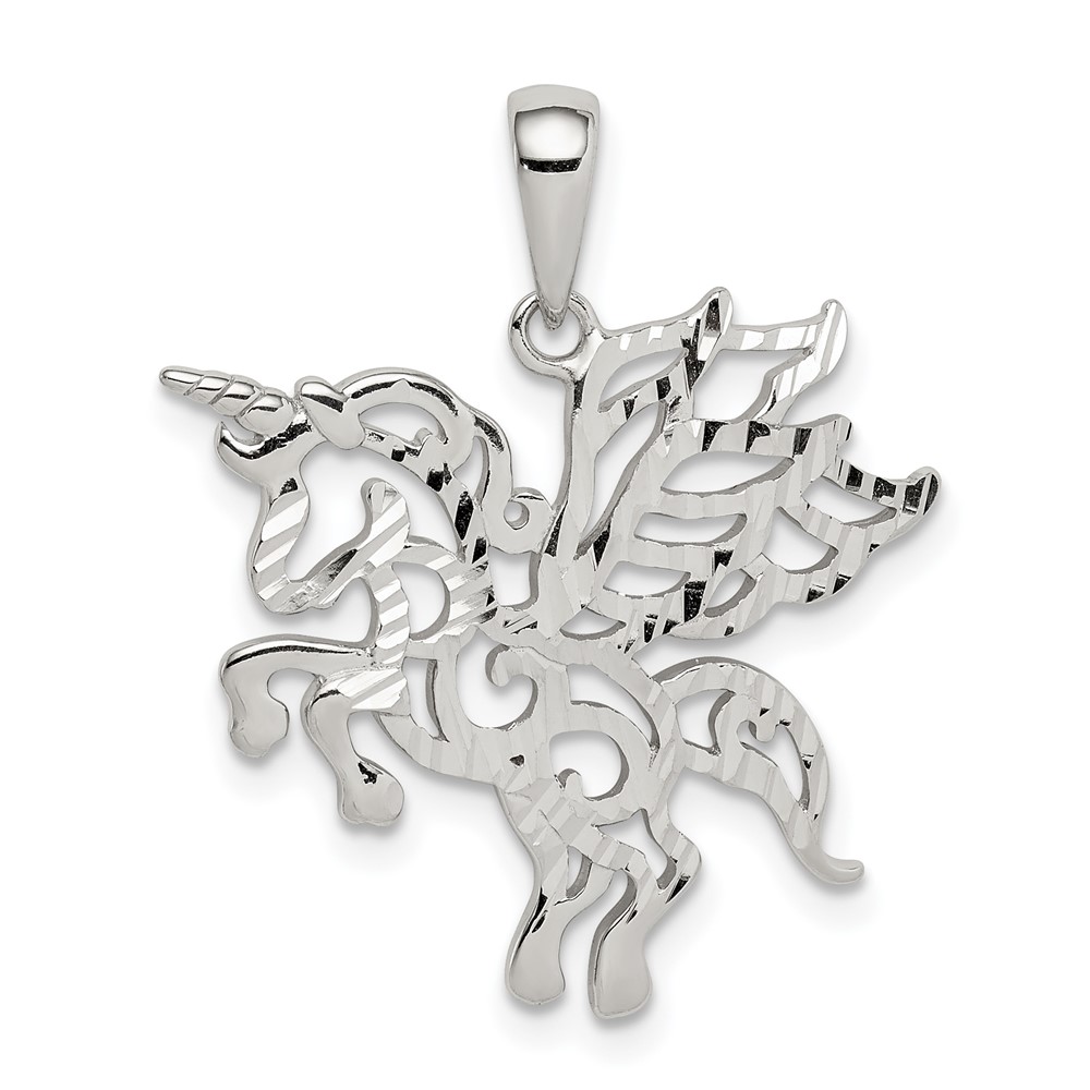 Sterling Silver Diamond-cut Pegasus Pendant