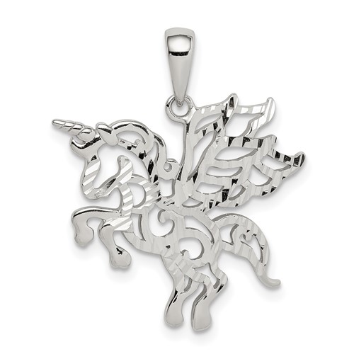 Sterling Silver Diamond-cut Pegasus Pendant