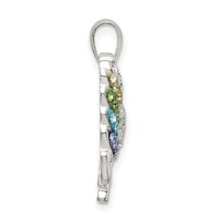 Sterling Silver Rhod-pltd Multi-color Preciosa Crystal Unicorn Pendant view 2