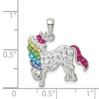 Sterling Silver Rhod-pltd Multi-color Preciosa Crystal Unicorn Pendant view 4