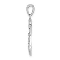 Sterling Silver Rhodium-plated Swirled Dog Pendant view 2