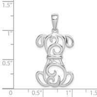 Sterling Silver Rhodium-plated Swirled Dog Pendant view 4