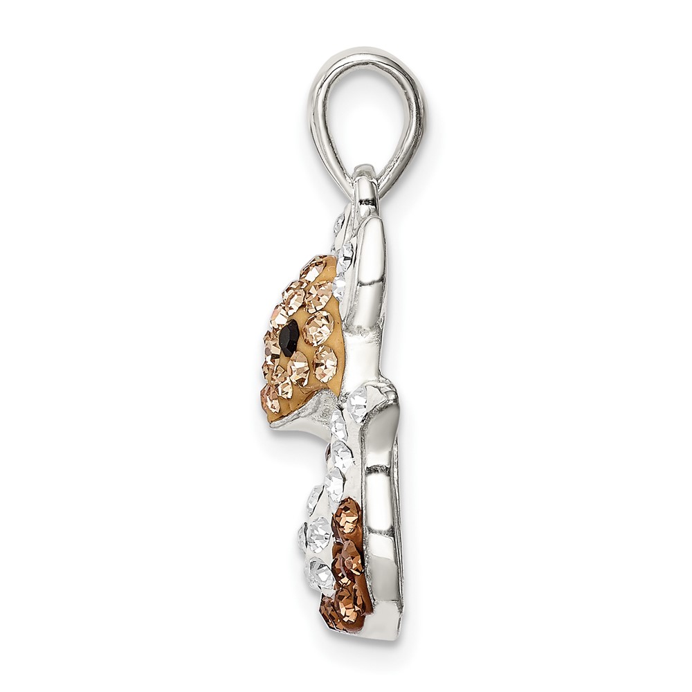 Sterling Silver Rhodium-plated Tan Preciosa Crystal Fox Pendant (QC9621)