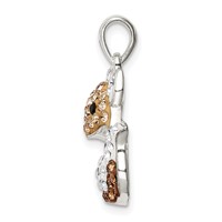 Sterling Silver Rhodium-plated Tan Preciosa Crystal Fox Pendant view 2