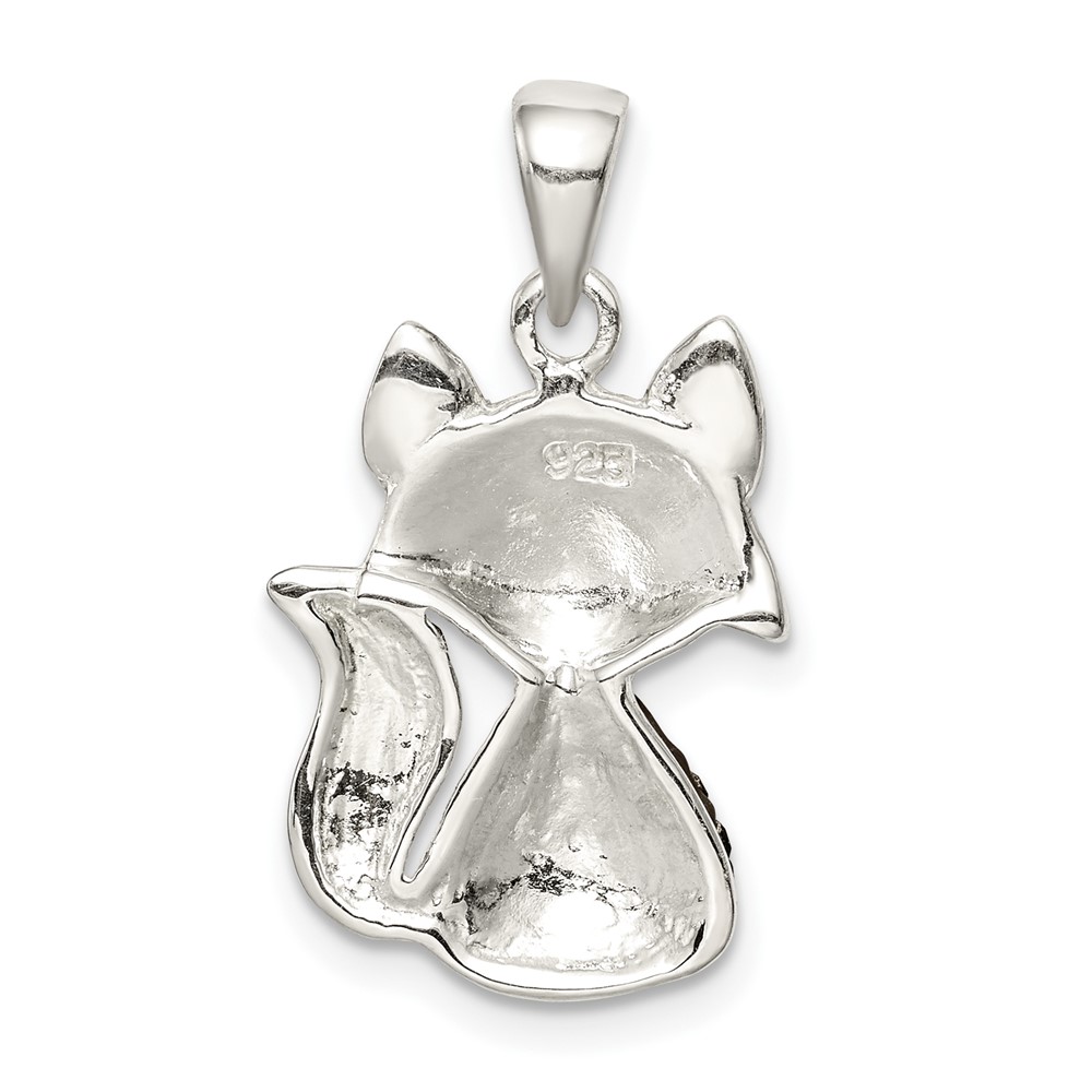 Sterling Silver Rhodium-plated Tan Preciosa Crystal Fox Pendant (QC9621)