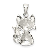 Sterling Silver Rhodium-plated Tan Preciosa Crystal Fox Pendant view 3