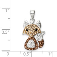 Sterling Silver Rhodium-plated Tan Preciosa Crystal Fox Pendant view 4