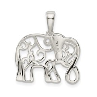 Sterling Silver Diamond-cut Elephant Pendant view 3