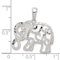 Sterling Silver Diamond-cut Elephant Pendant view 4